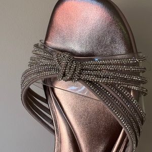 Zara Rhinestone Slides Sandals Silver 41